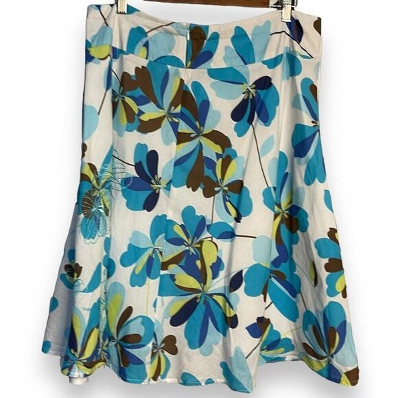 Kim Rogers Knee Length Skirt Women's 14 Multicolored Floral Lined Zip Retro Y2K - Picture 2 of 11